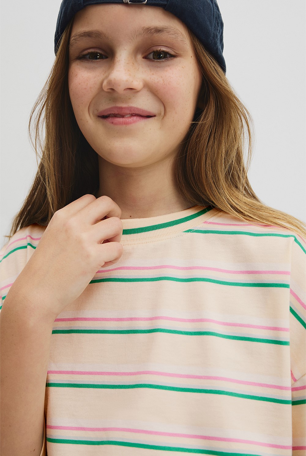 Teen Short Sleeve Oversized Stripe T-Shirt