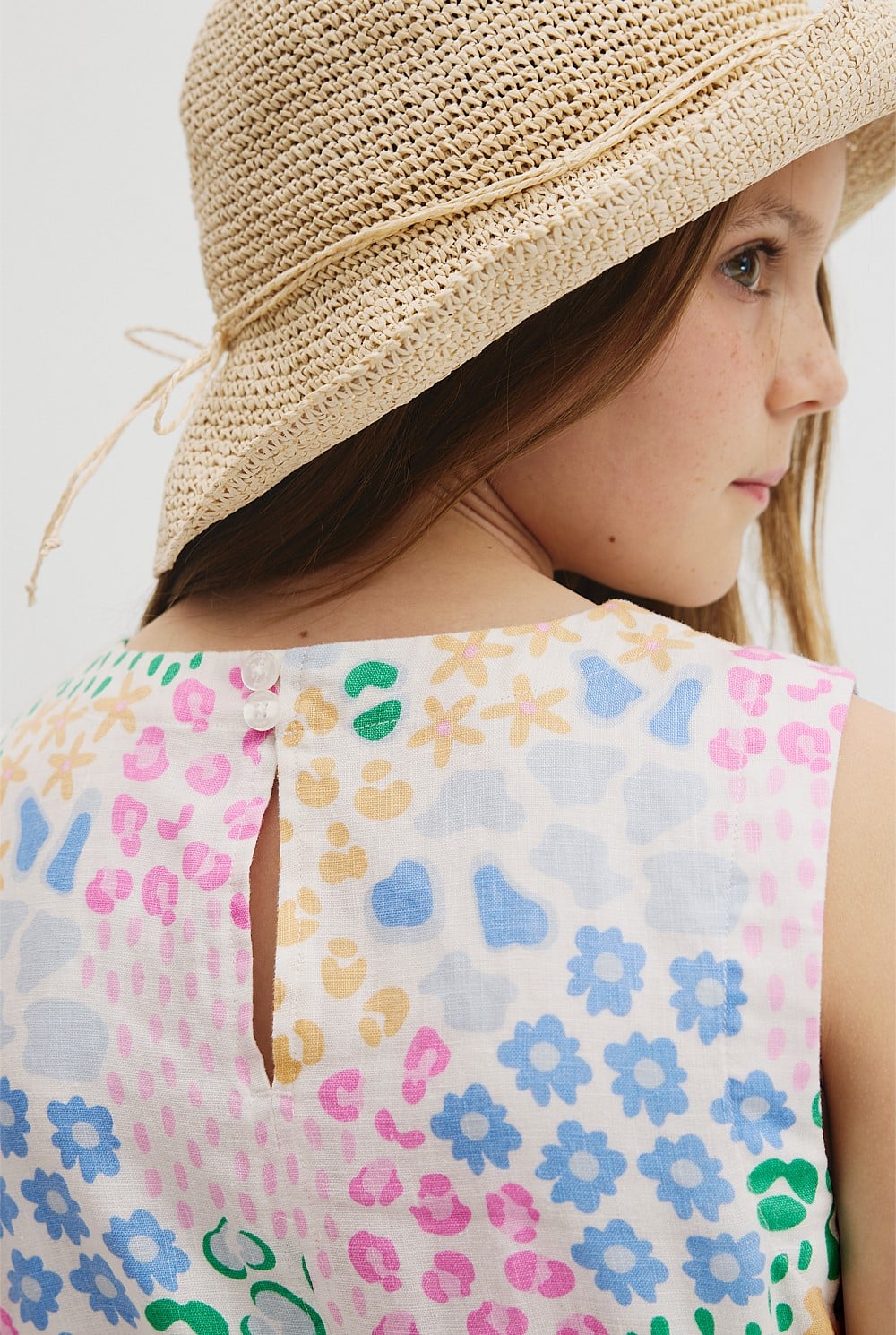 Teen Sleeveless Print Shift Dress