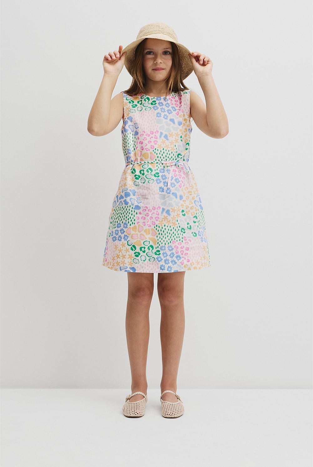 Teen Sleeveless Print Shift Dress