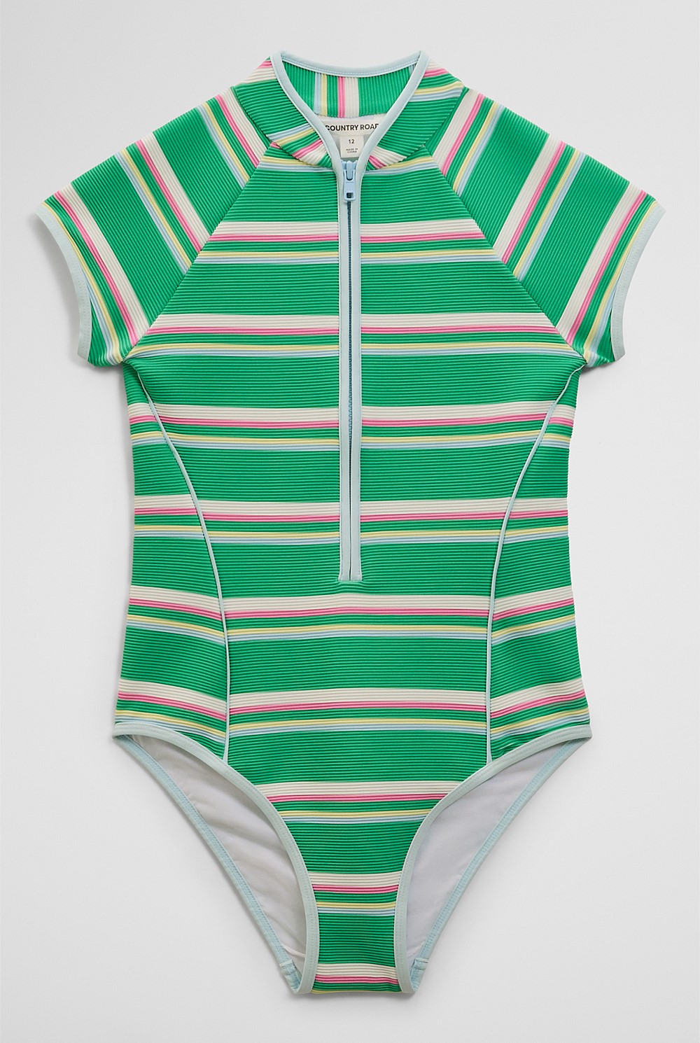 Teen Short Sleeve Stripe Swimsuit