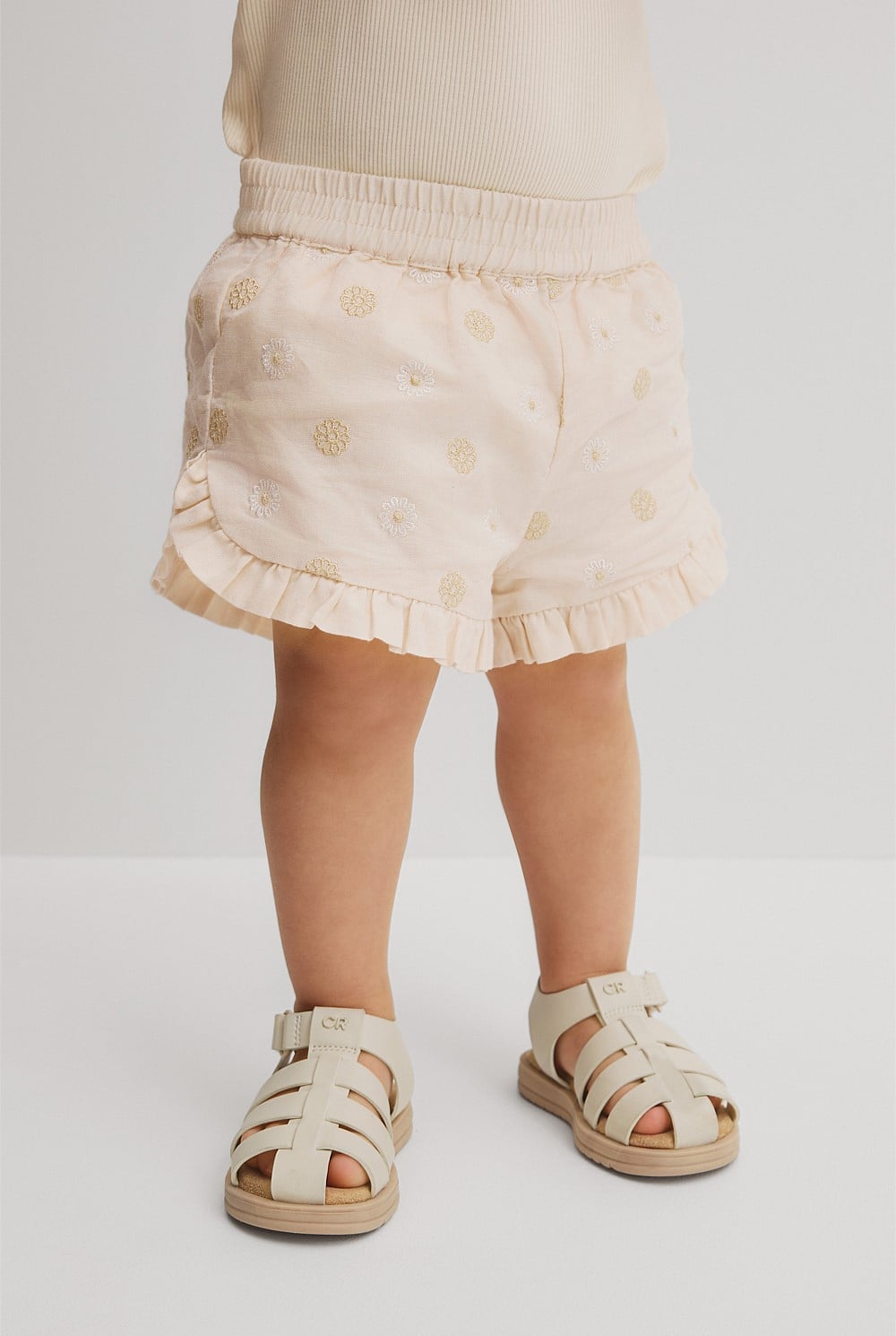 Pull On Embroidered Short