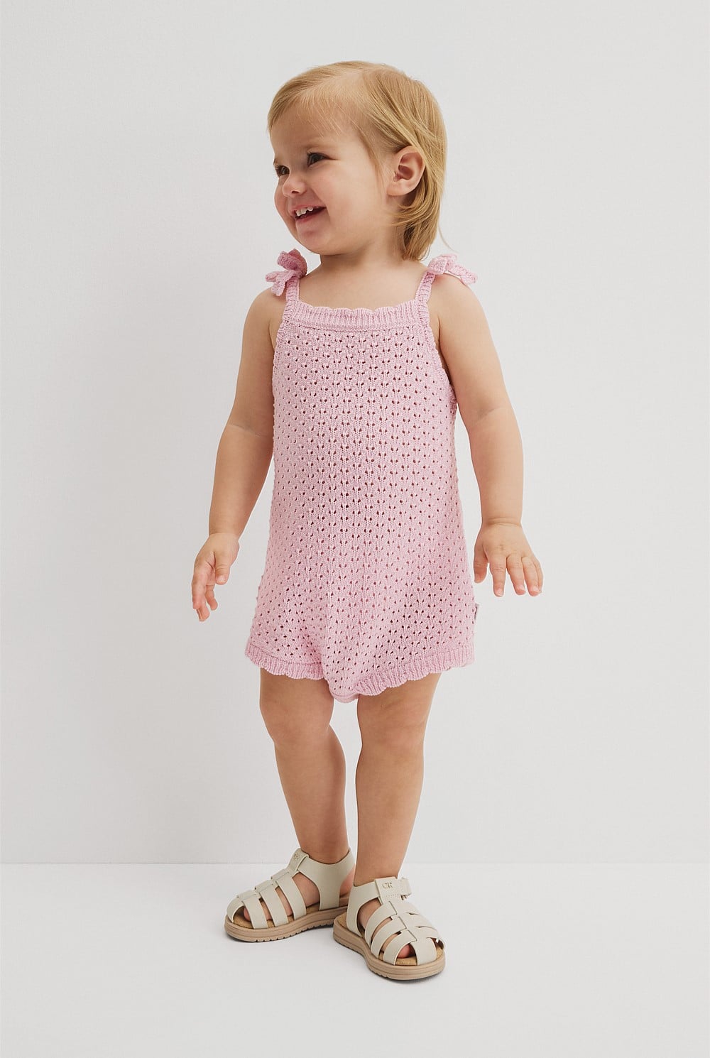 Sleeveless Scallop Knit Romper