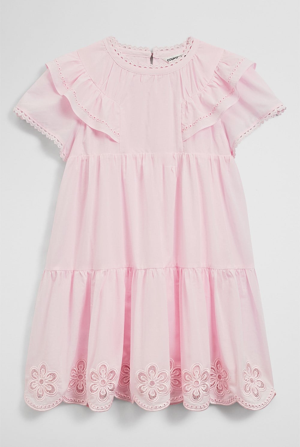 Short Sleeve Tier Cutwork Dress
