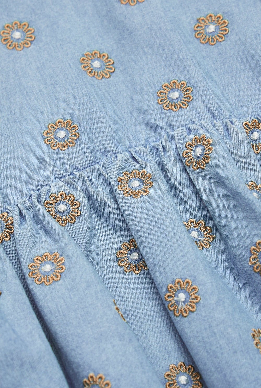 Short Sleeve Chambray Embroidered Romper