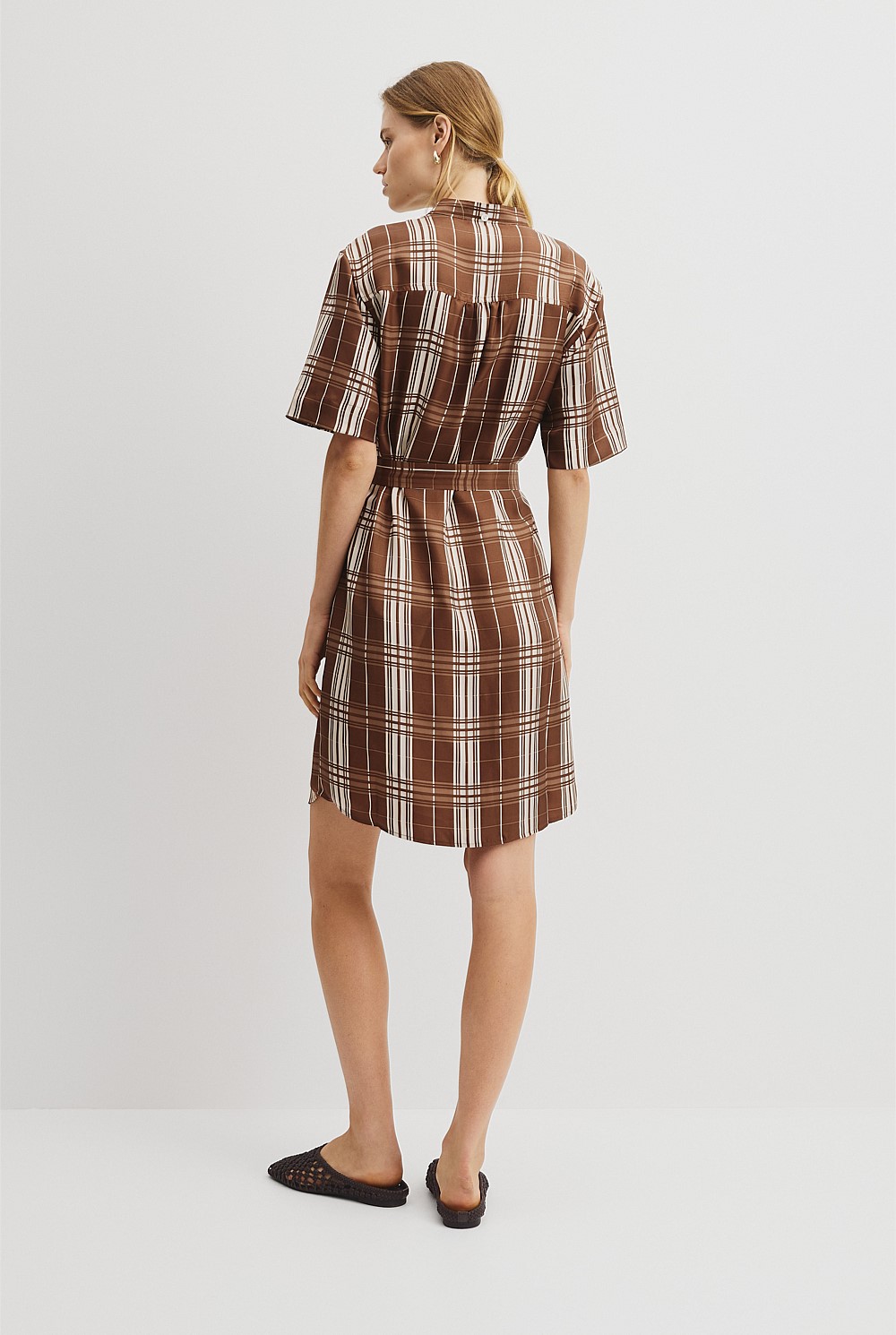 Check Silk Shirt Dress