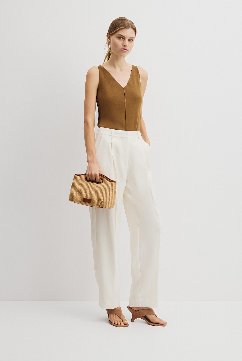 V-Neck Rib Detail Knit Tank