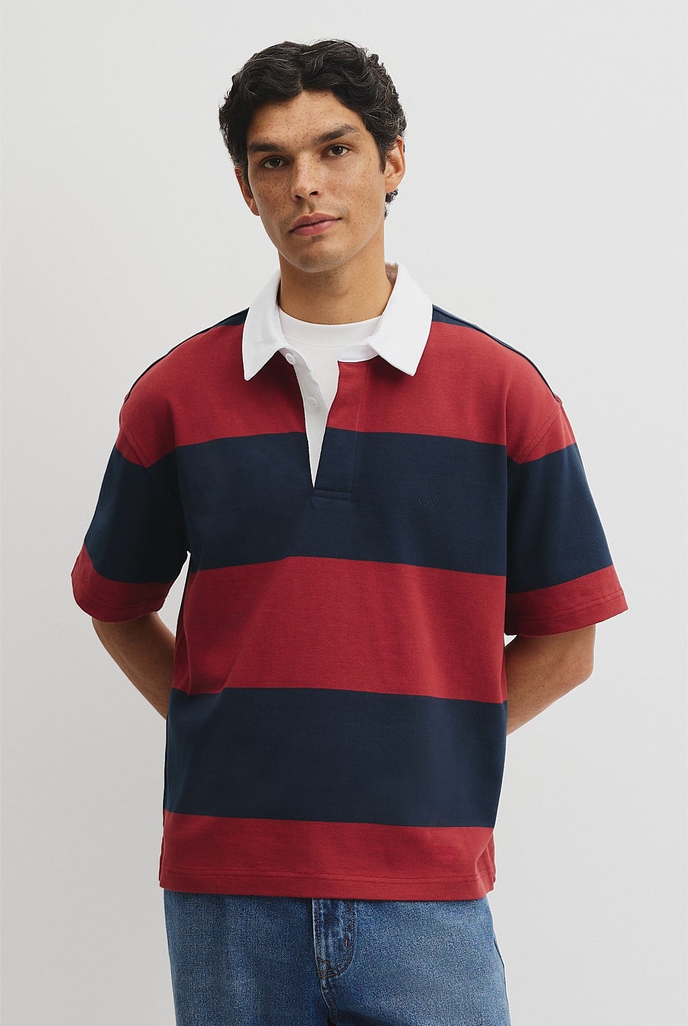 Short Sleeve Australian Cotton Stripe Rugby Polo