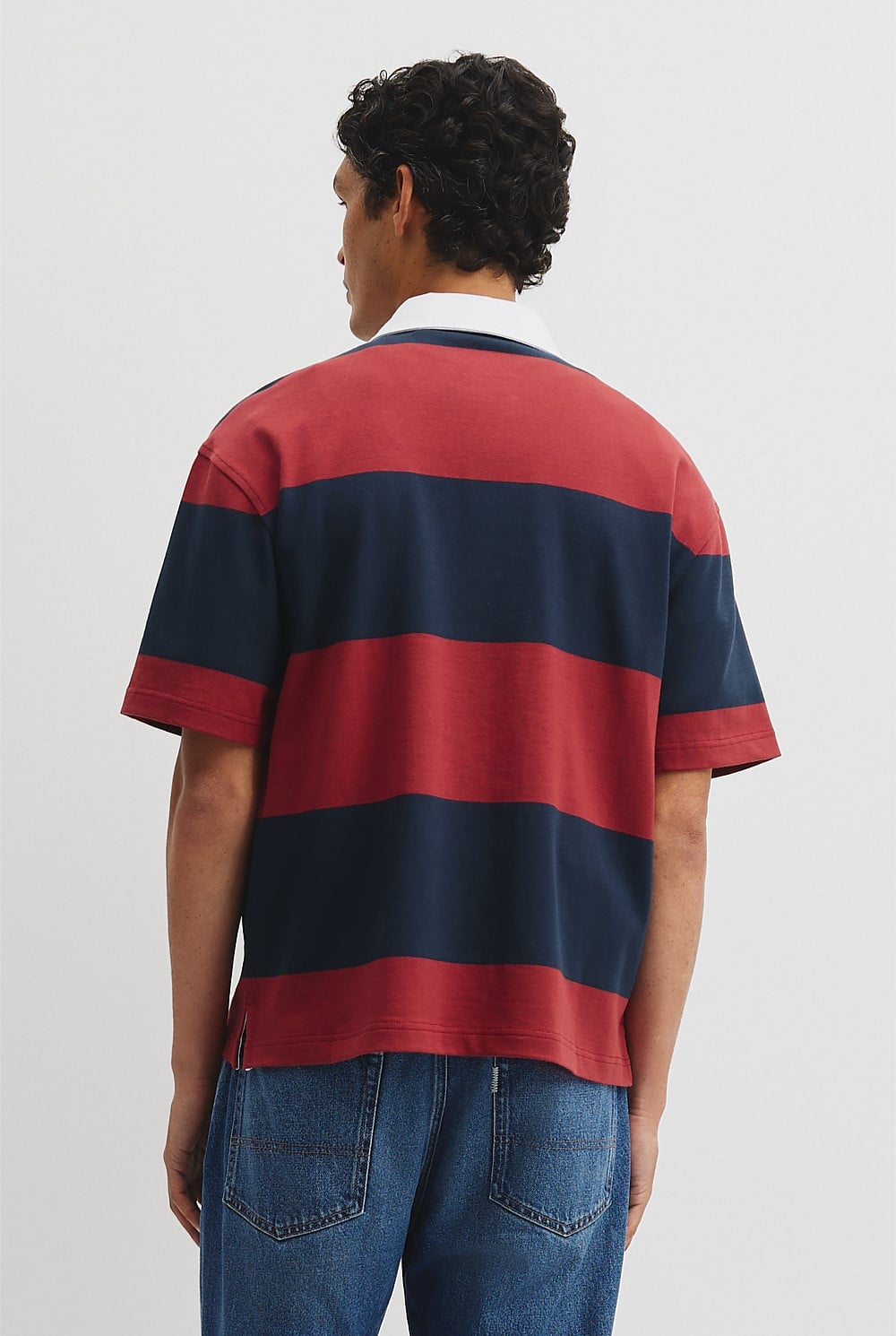 Short Sleeve Australian Cotton Stripe Rugby Polo