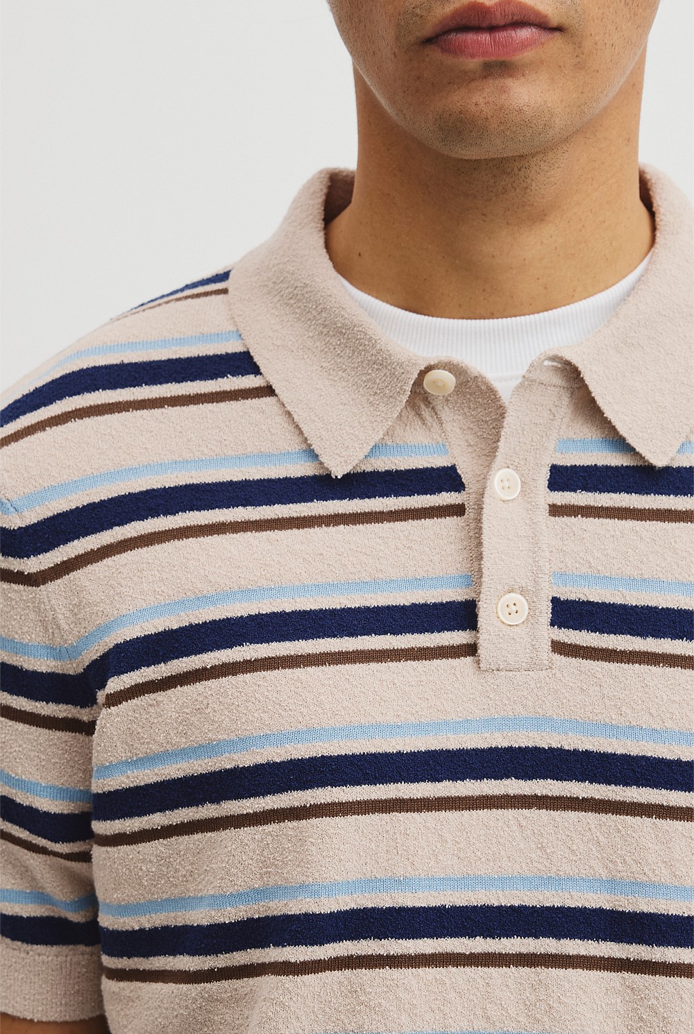 Boucle Stripe Knit Polo