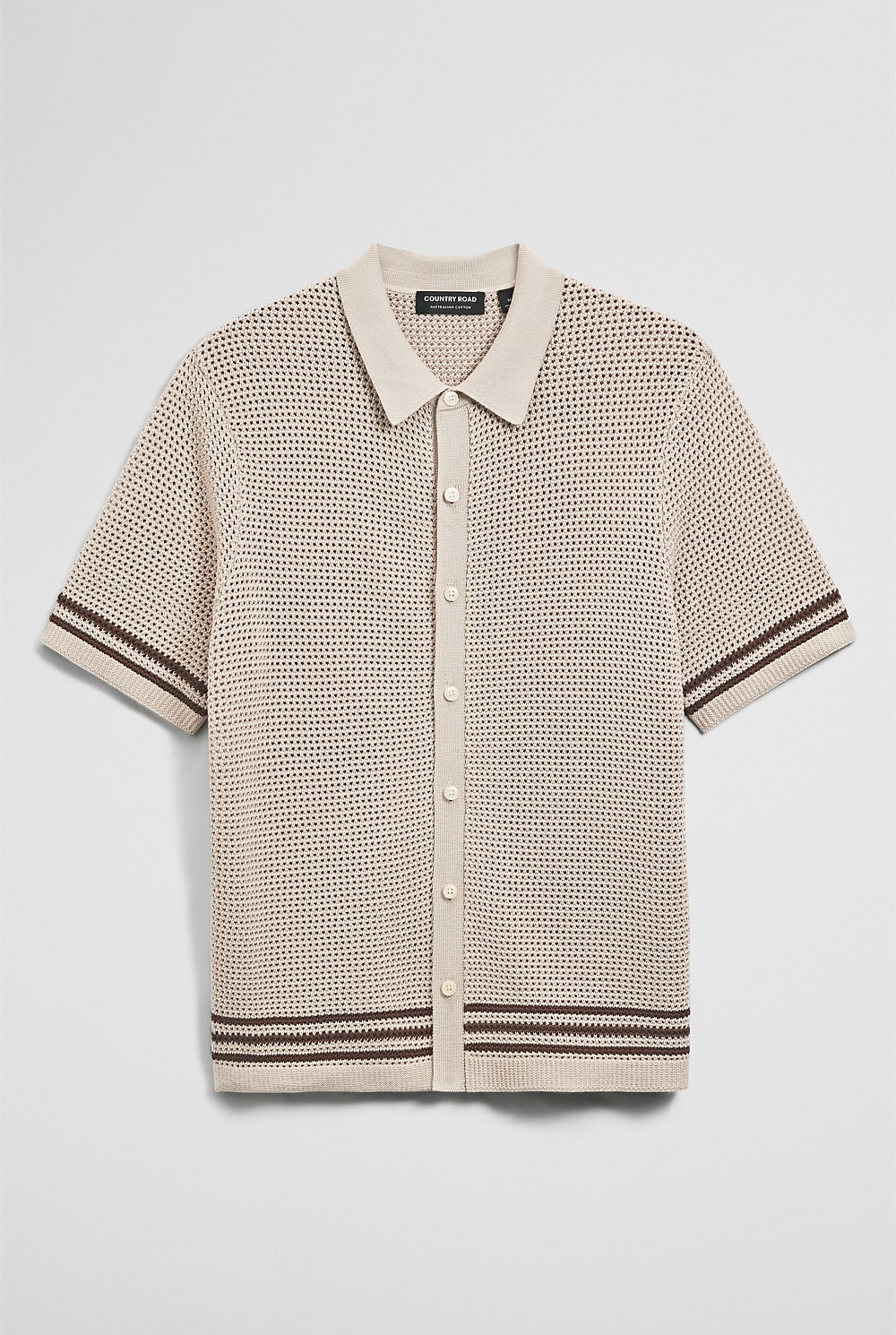 Relaxed Fit Australian Cotton Stripe Knit Shirt