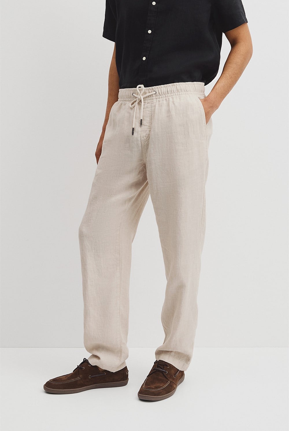 Relaxed Fit Linen Drawcord Pant