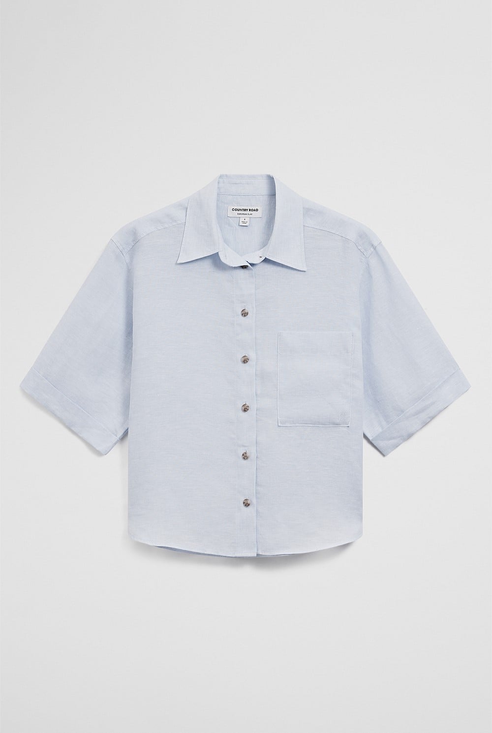 Short Sleeve Crop Linen Shirt