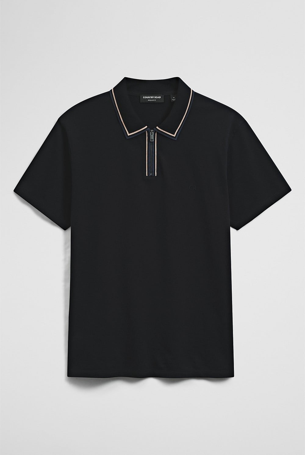 Short Sleeve Tipped Zip Polo