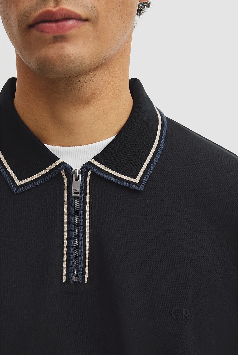Short Sleeve Tipped Zip Polo