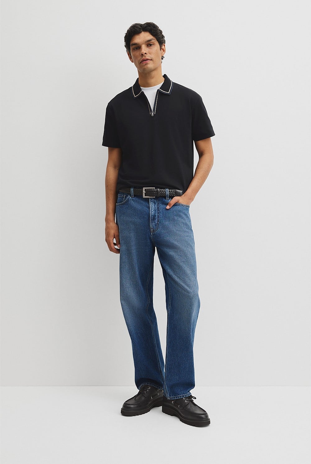 Short Sleeve Tipped Zip Polo