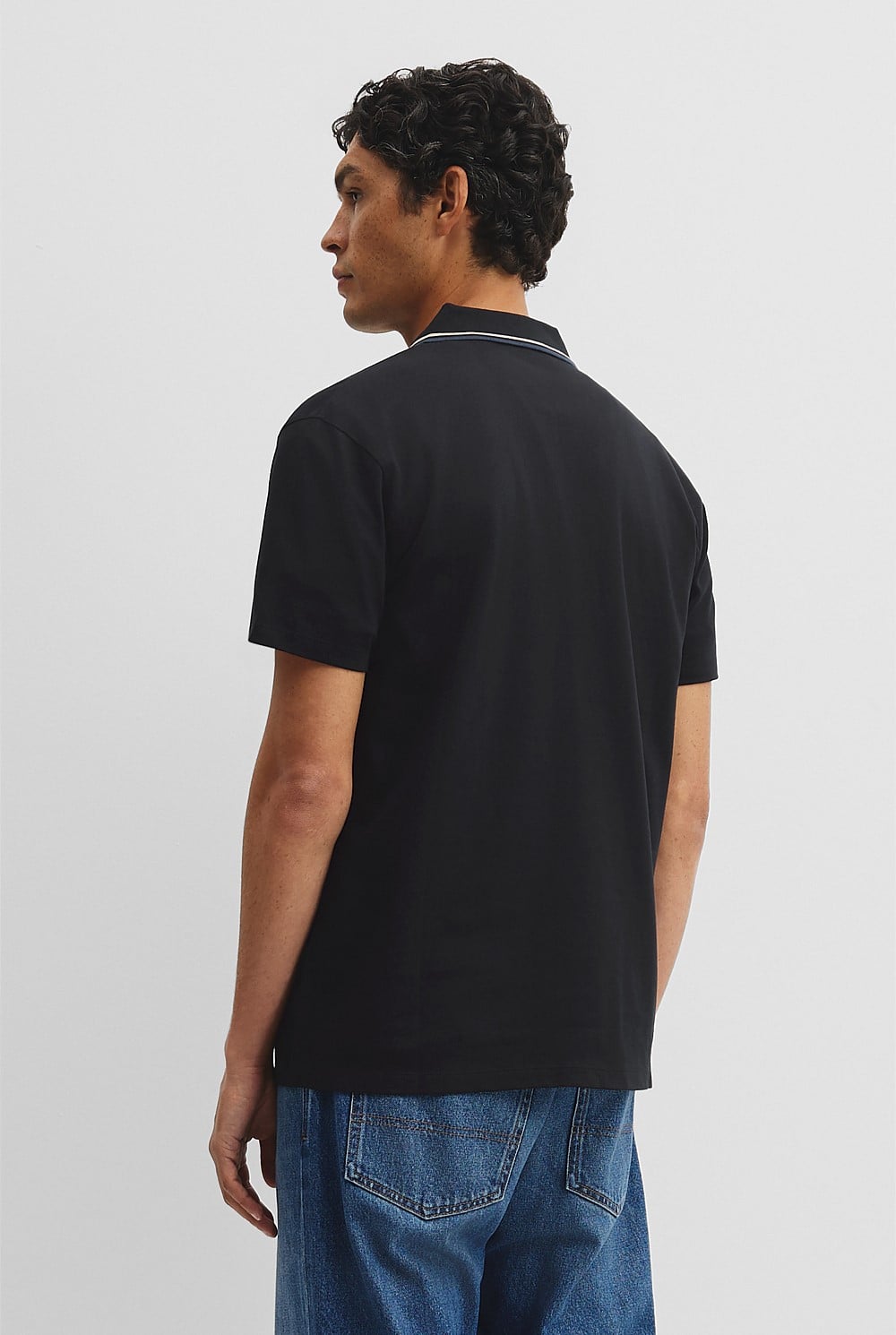 Short Sleeve Tipped Zip Polo