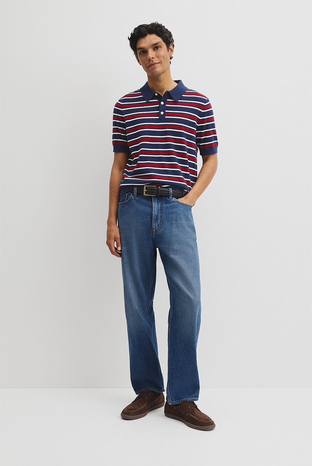 Boucle Stripe Knit Polo