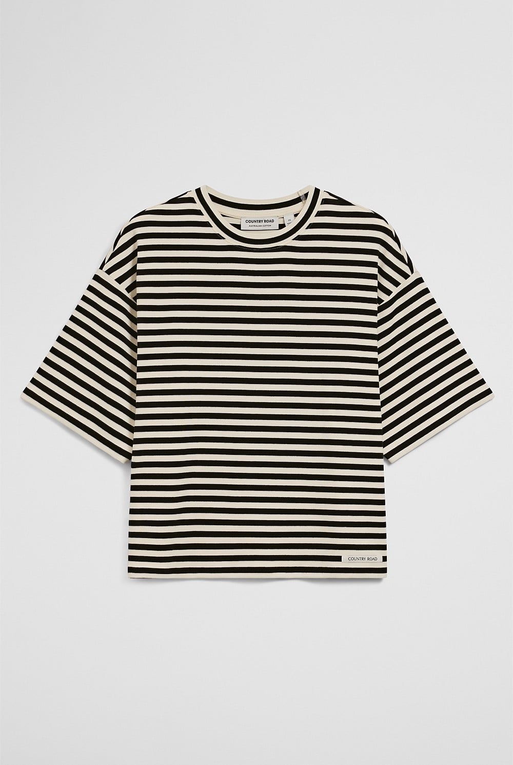 Australian Cotton Blend Stripe Boxy T-Shirt