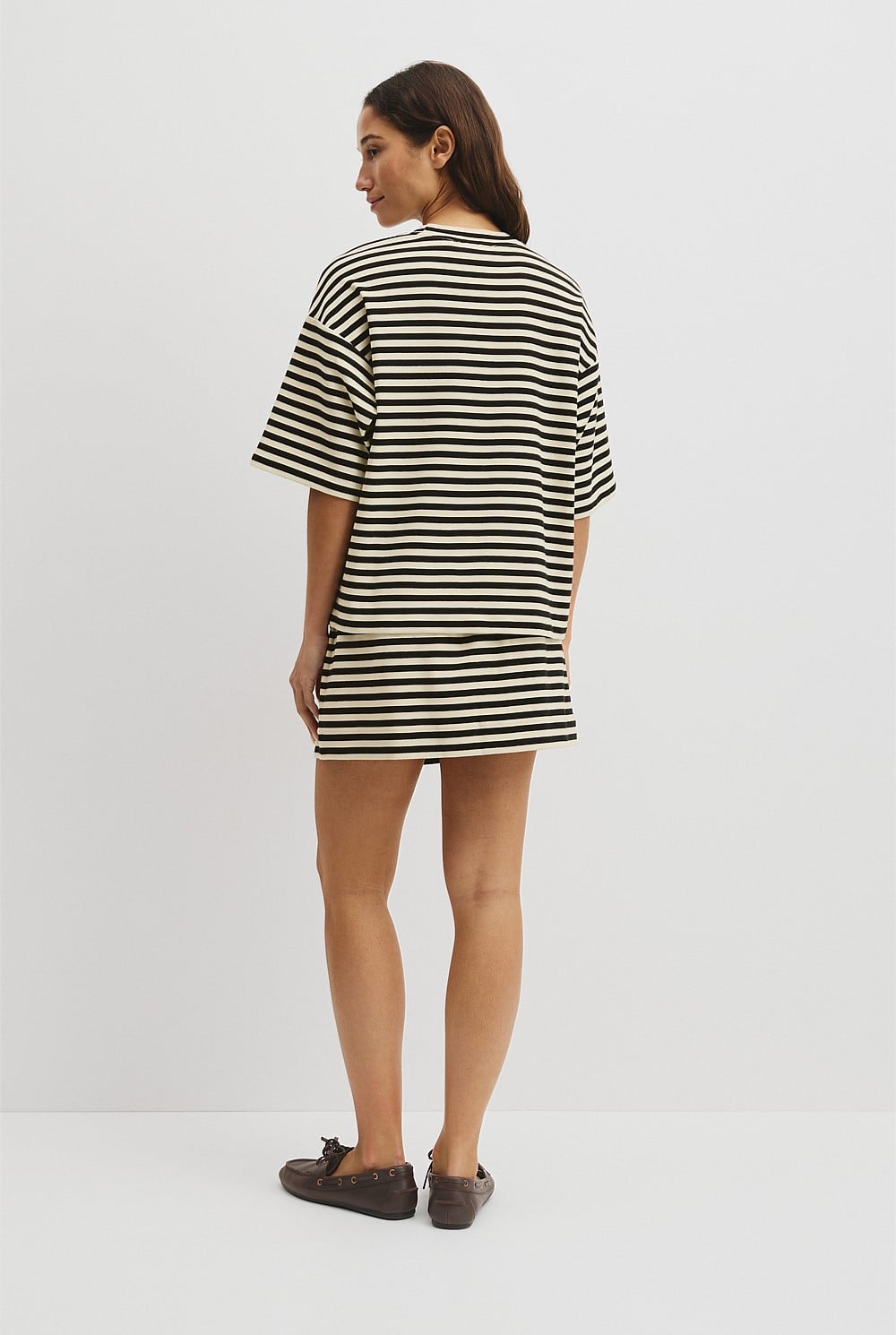 Australian Cotton Blend Stripe Boxy T-Shirt