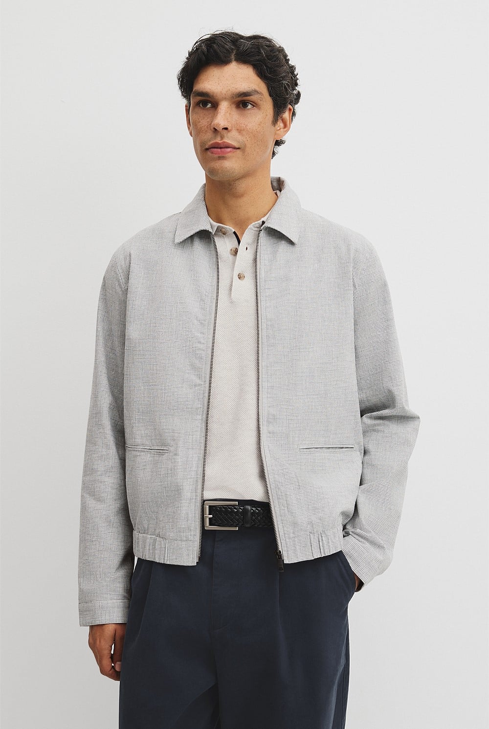 Cotton Linen Houndstooth Jacket