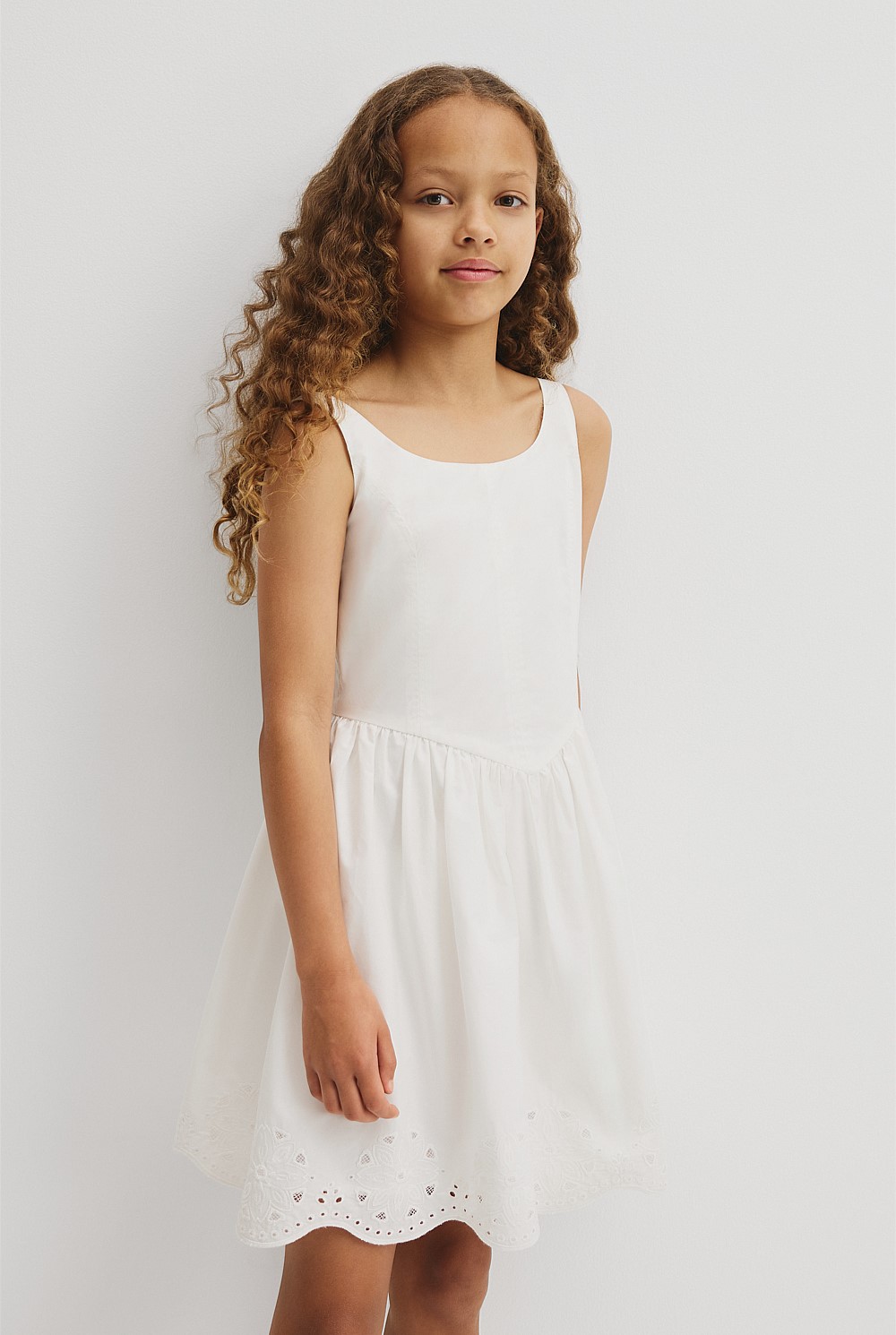 Teen Sleeveless Cutwork Mini Dress