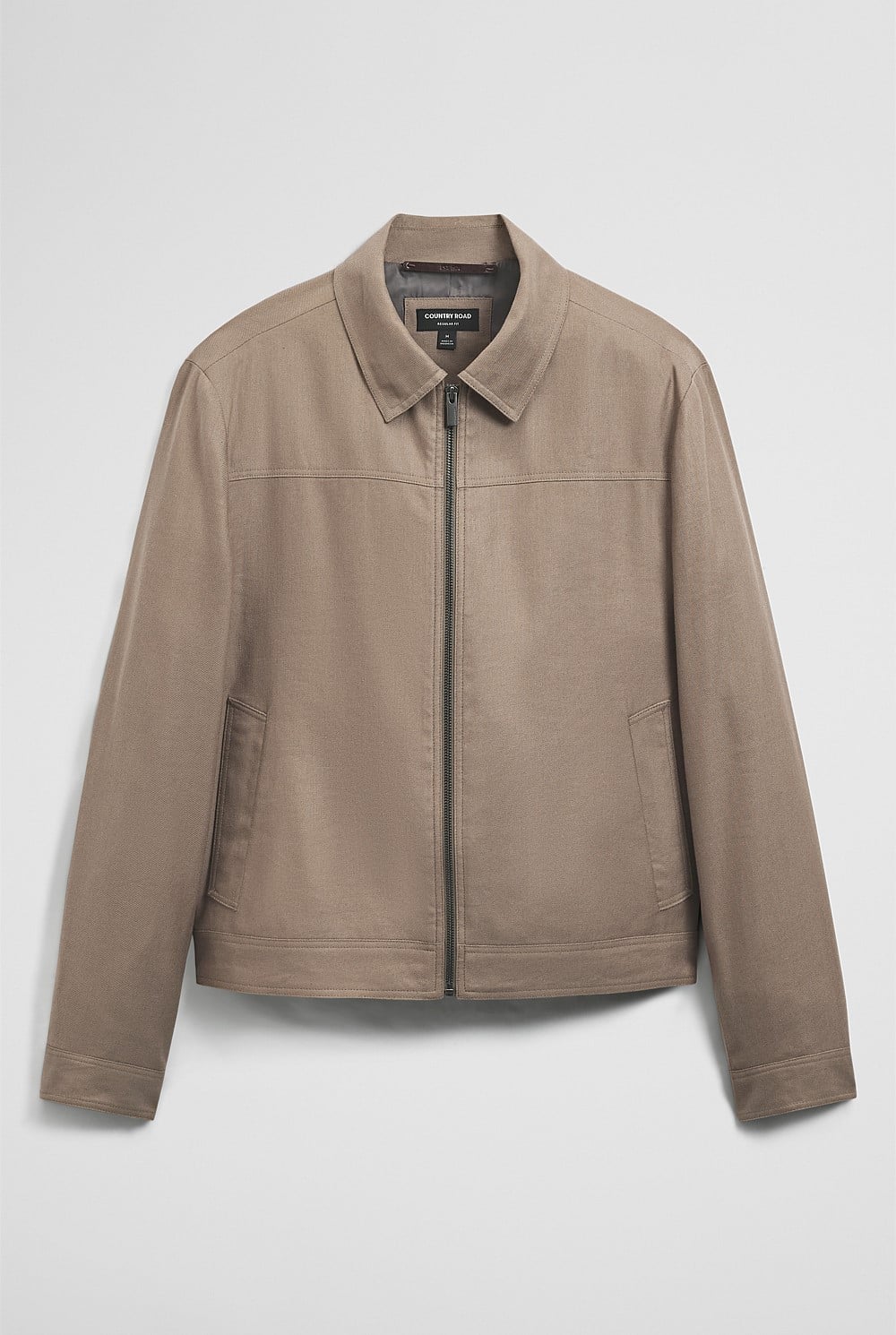 Cotton Linen Blend Zip Through Jacket
