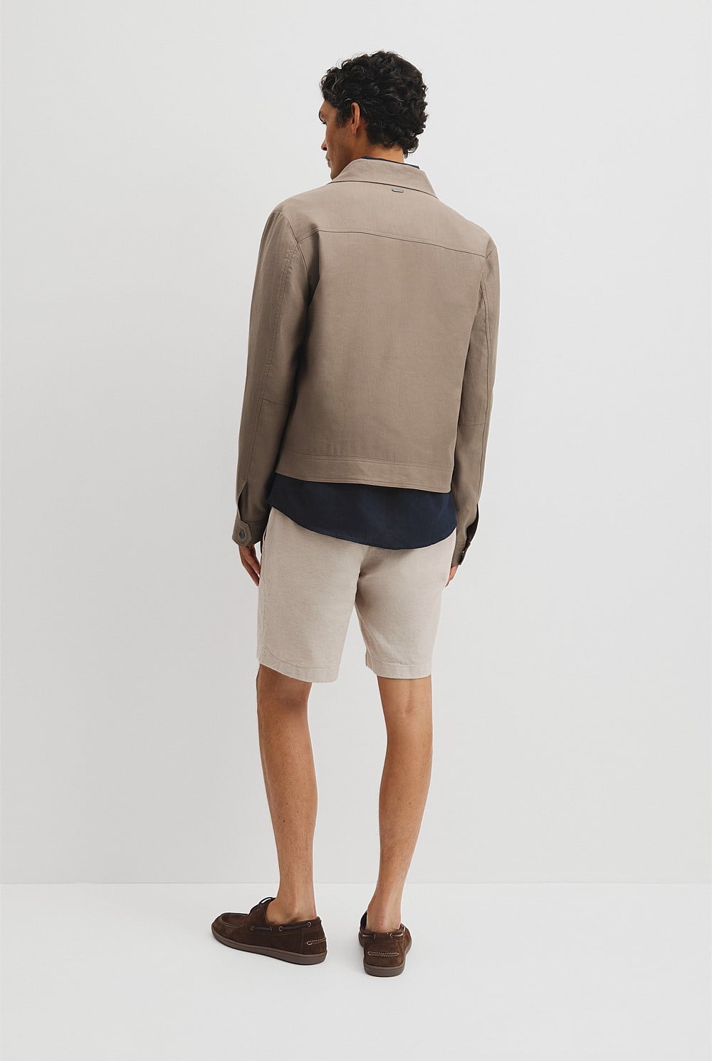 Cotton Linen Blend Zip Through Jacket