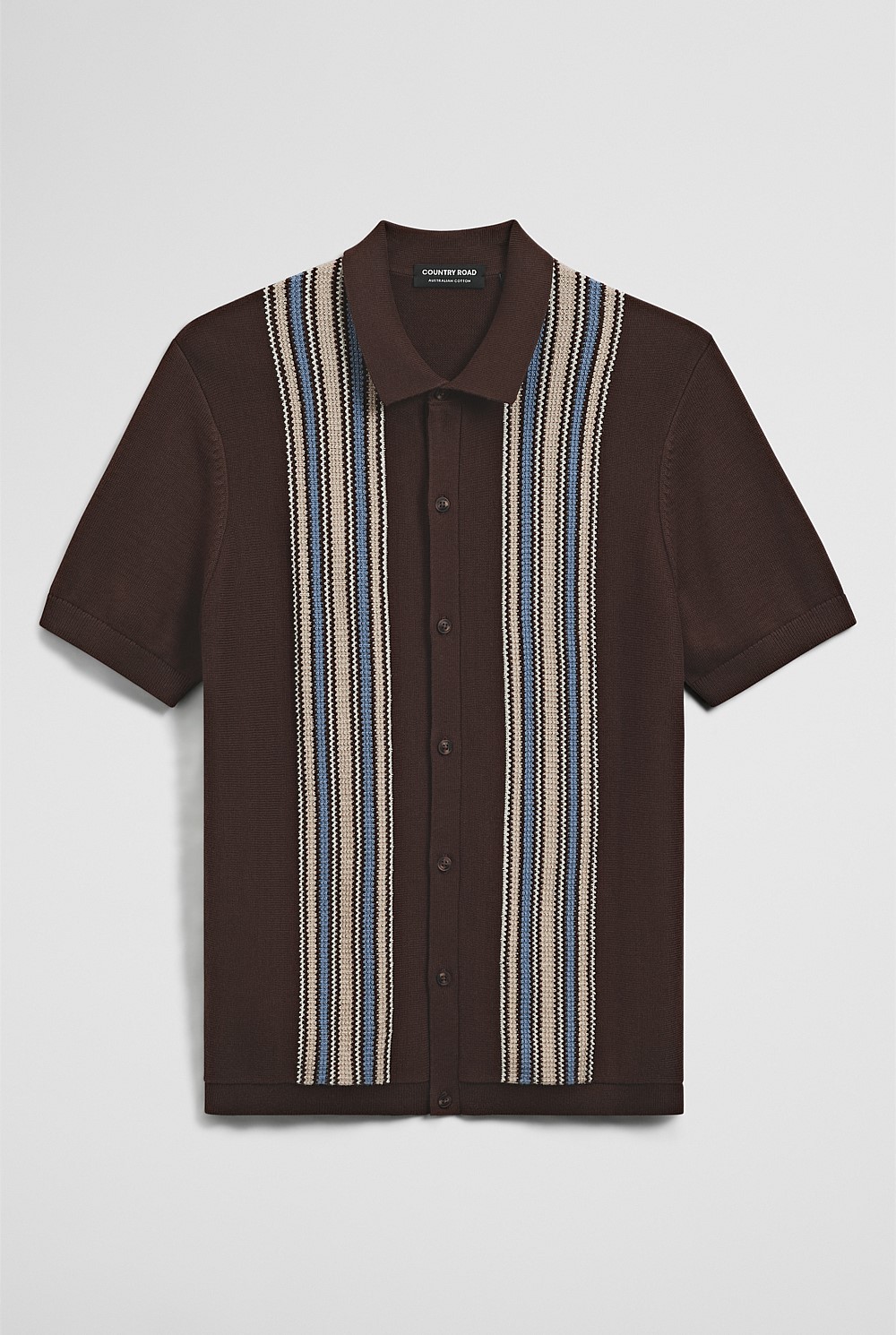 Australian Cotton Textured Panel Knit Shirt