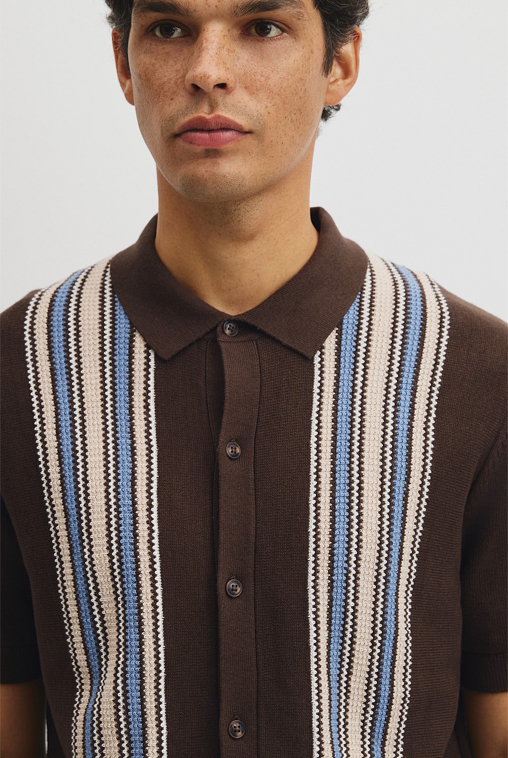 Australian Cotton Textured Panel Knit Shirt