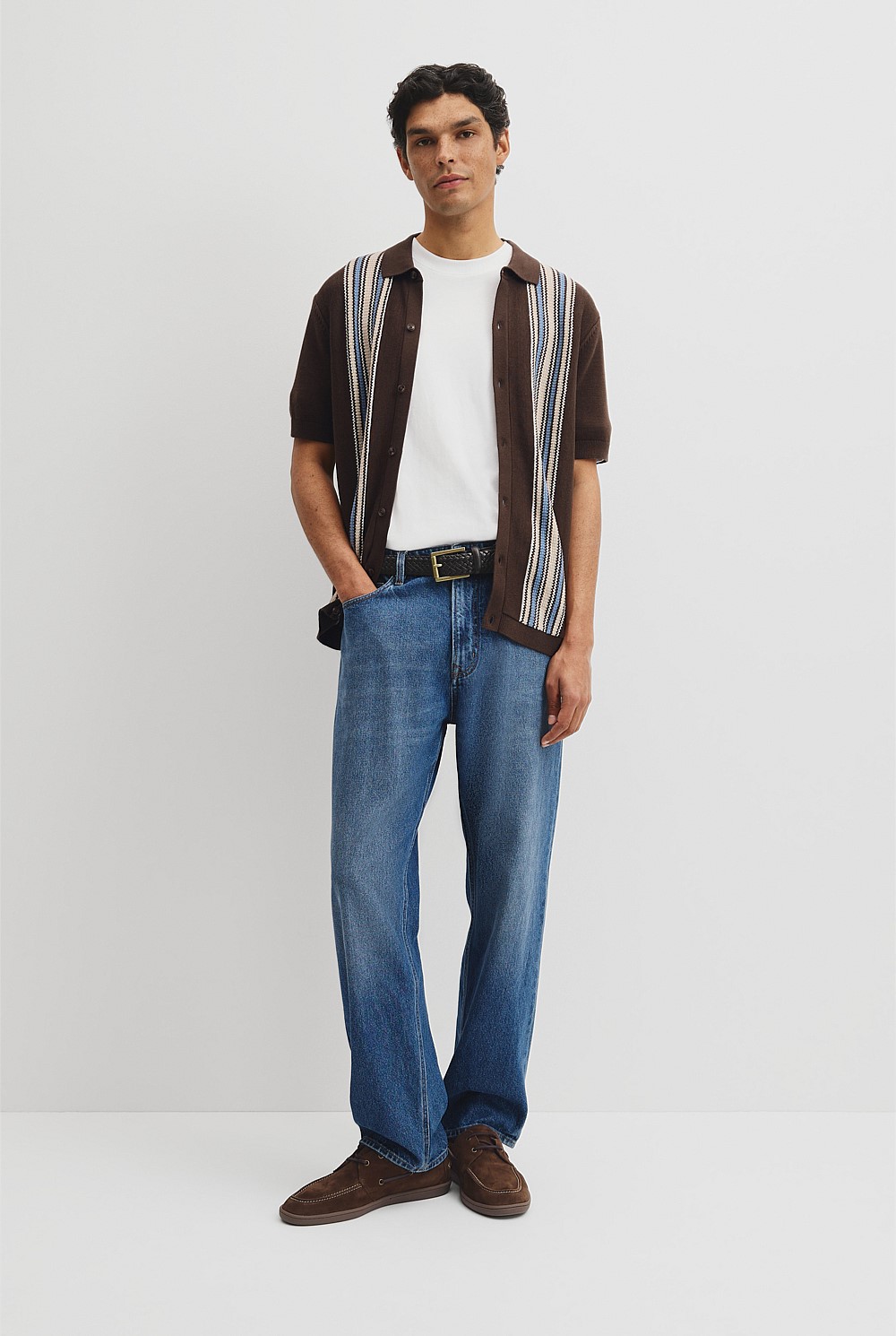 Australian Cotton Textured Panel Knit Shirt