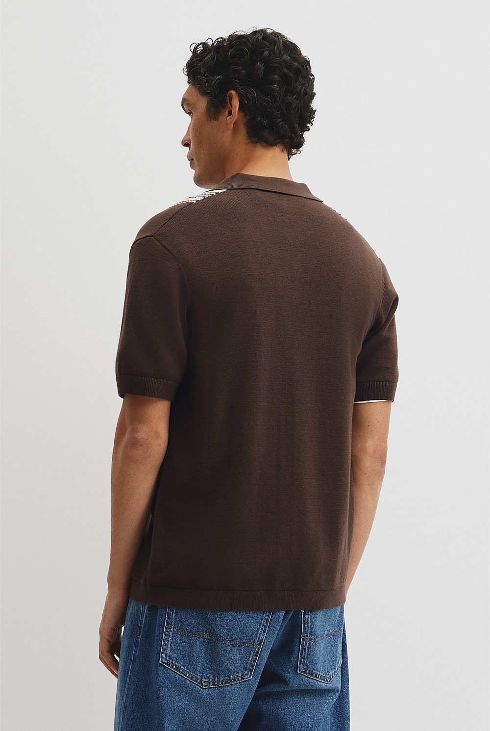 Australian Cotton Textured Panel Knit Shirt
