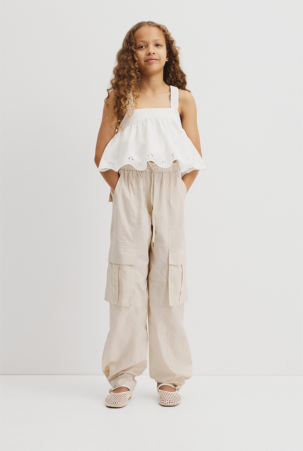 Teen Sleeveless Cutwork Cami Top