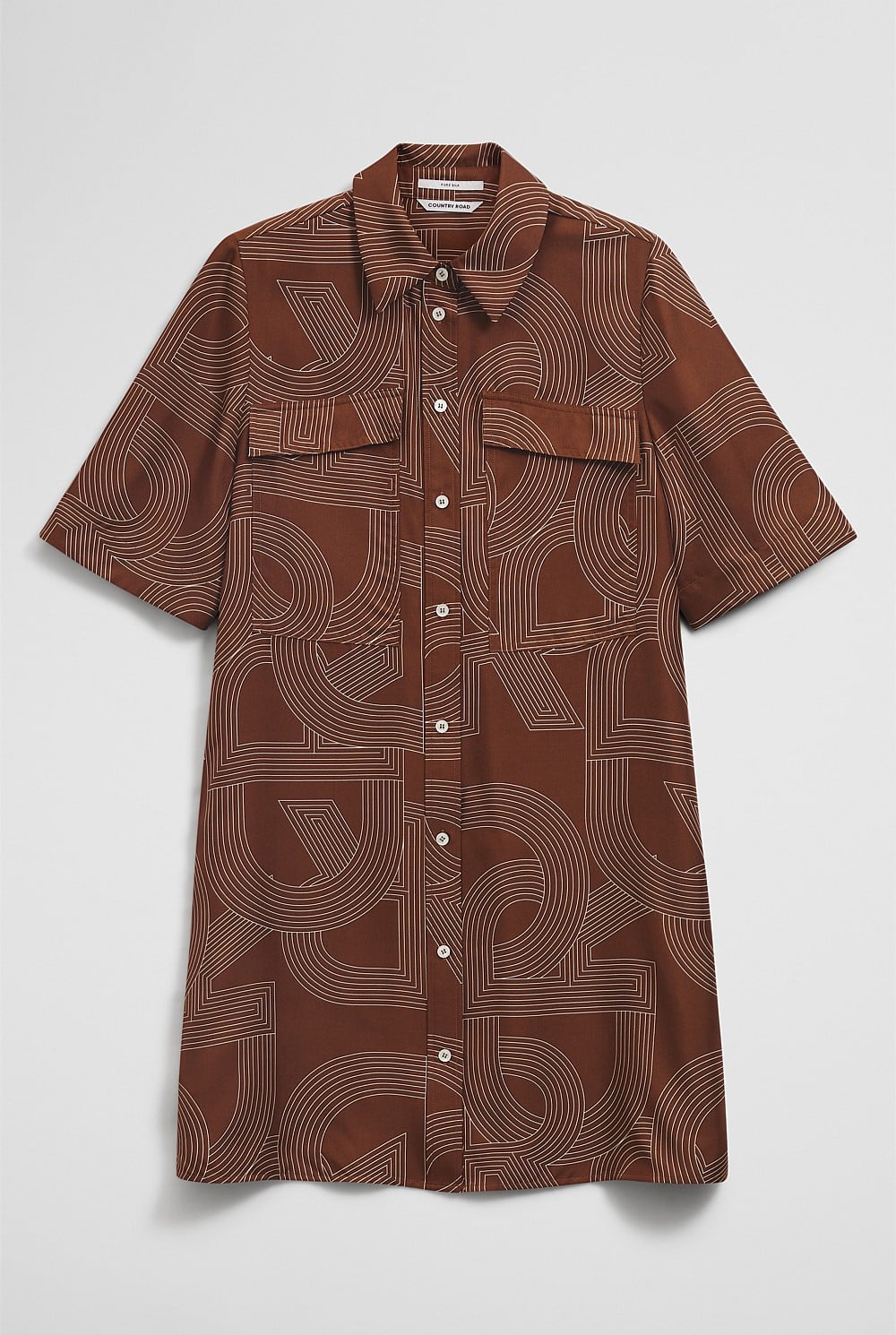Logo Washable Silk Shirt Dress