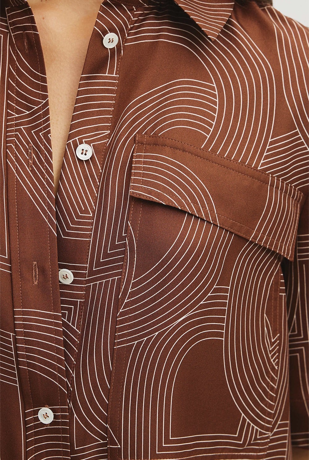 Logo Washable Silk Shirt Dress