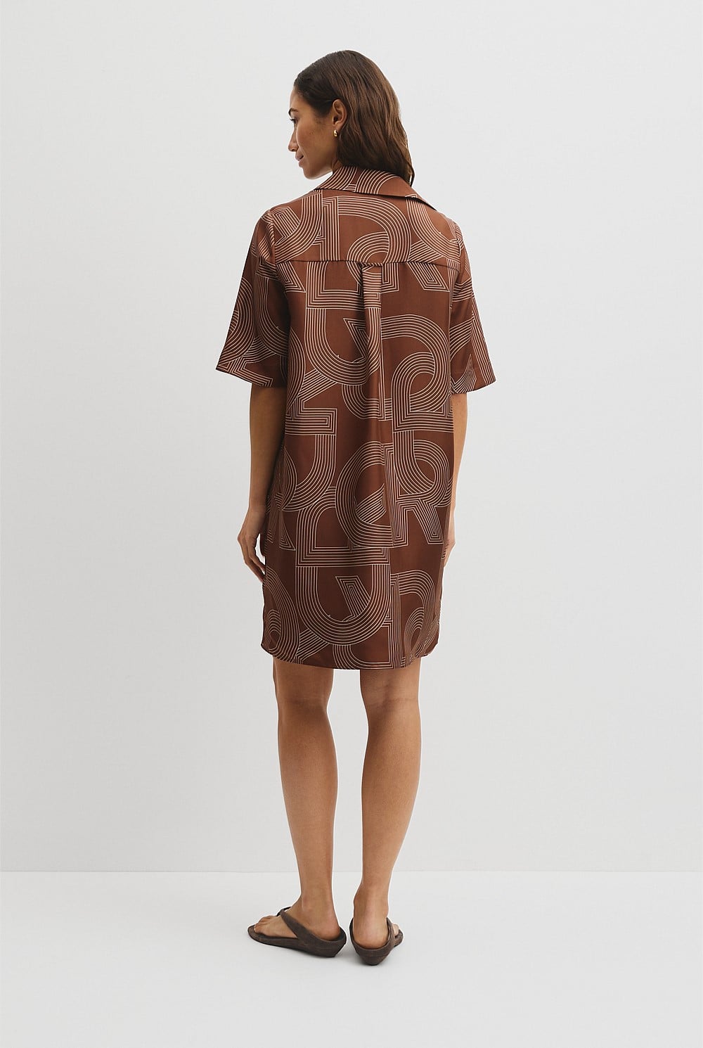 Logo Washable Silk Shirt Dress