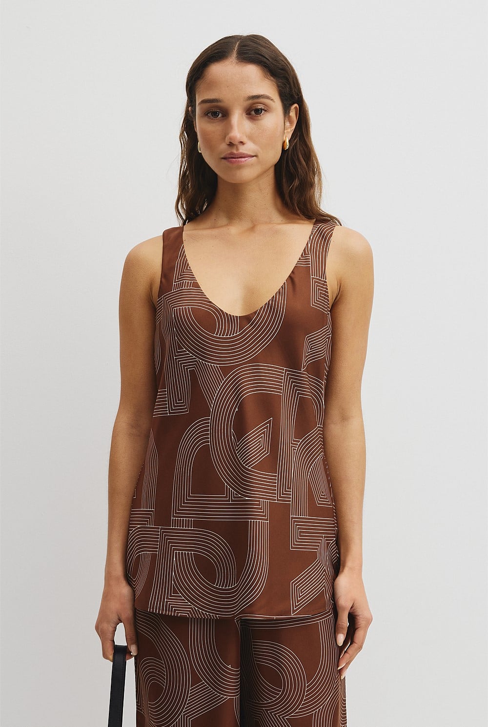 Logo Washable Silk Scoop Tank