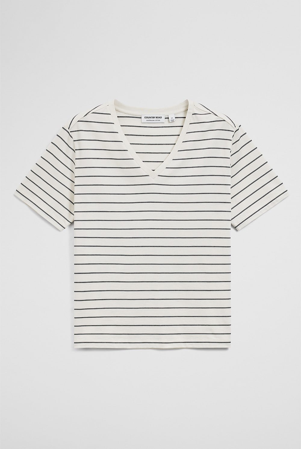 Australian Cotton Stripe V-Neck Neck T-Shirt