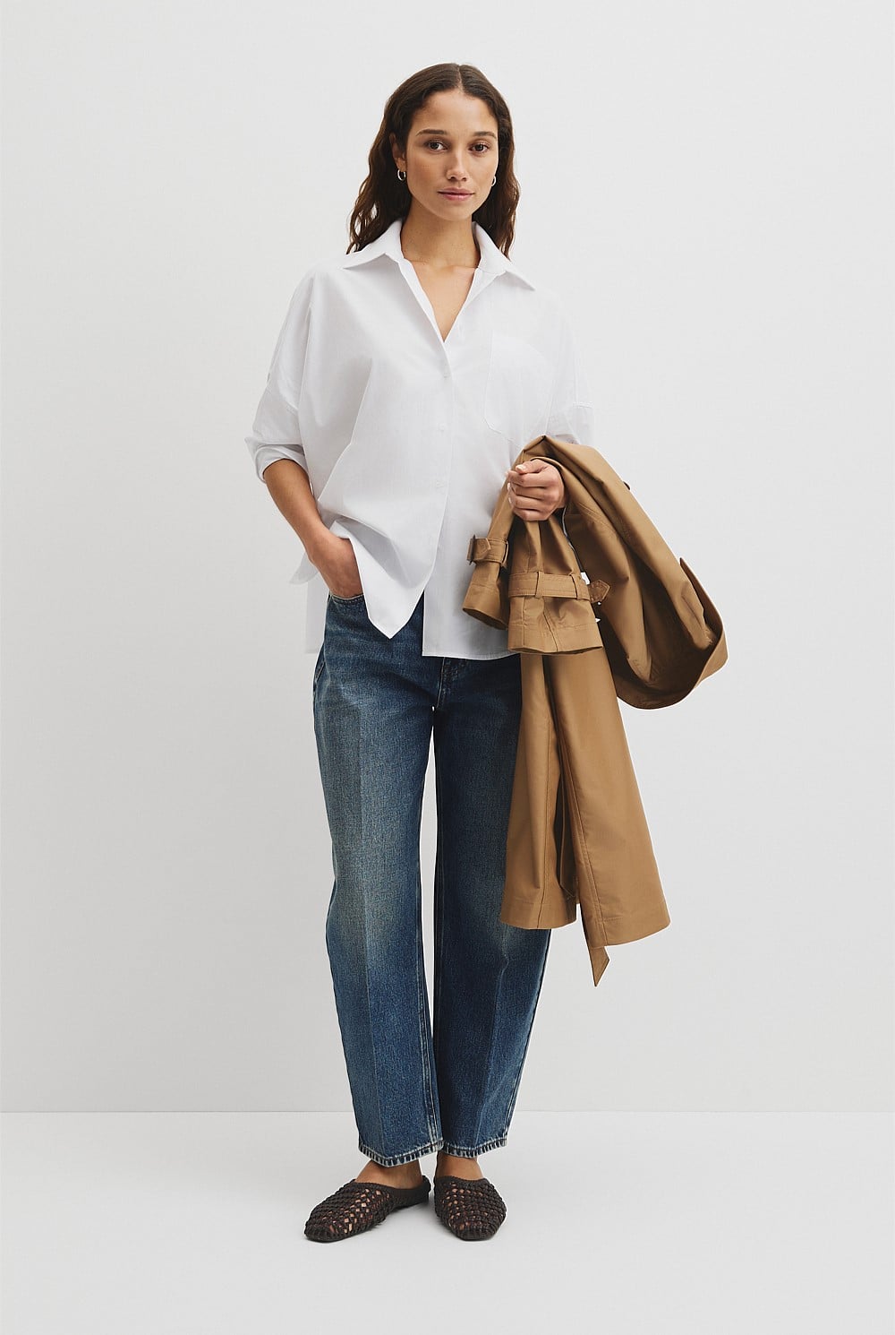 Drape Sleeve Cotton Shirt