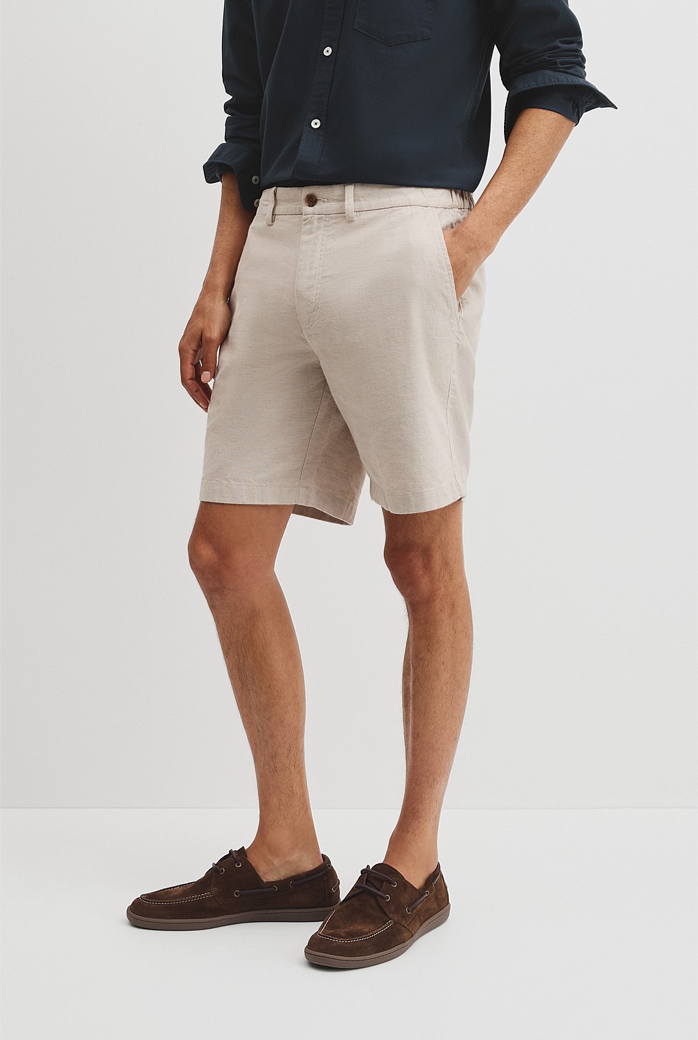 Cotton Linen Stretch Textured Short