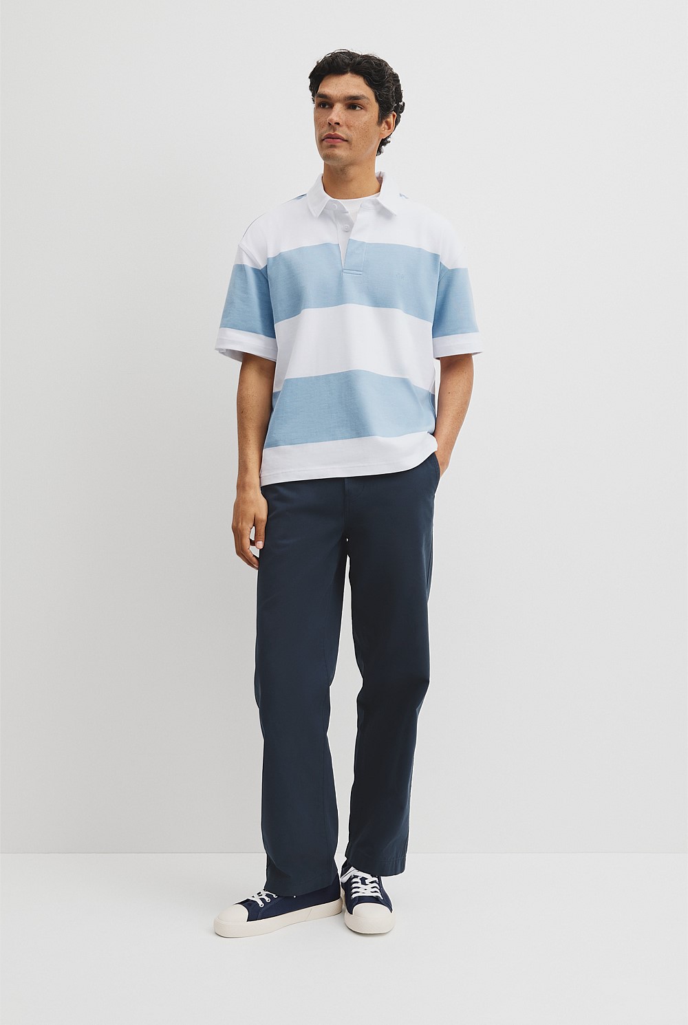 Short Sleeve Australian Cotton Stripe Rugby Polo