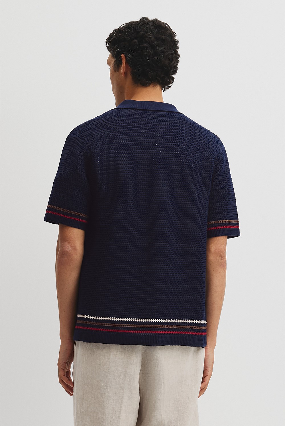 Relaxed Fit Australian Cotton Stripe Knit Shirt
