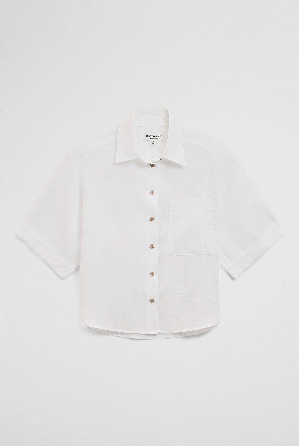 Short Sleeve Crop Linen Shirt