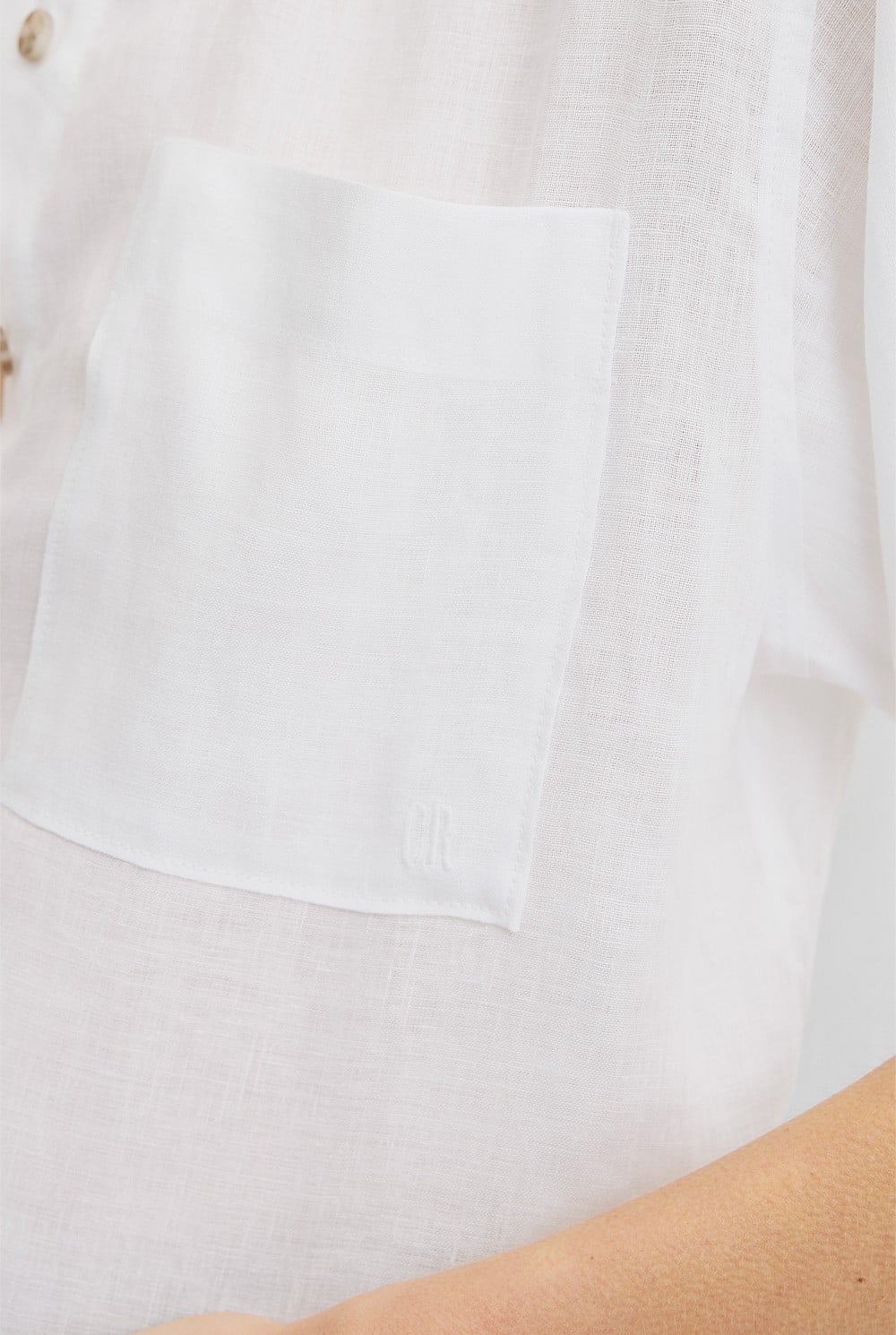 Short Sleeve Crop Linen Shirt