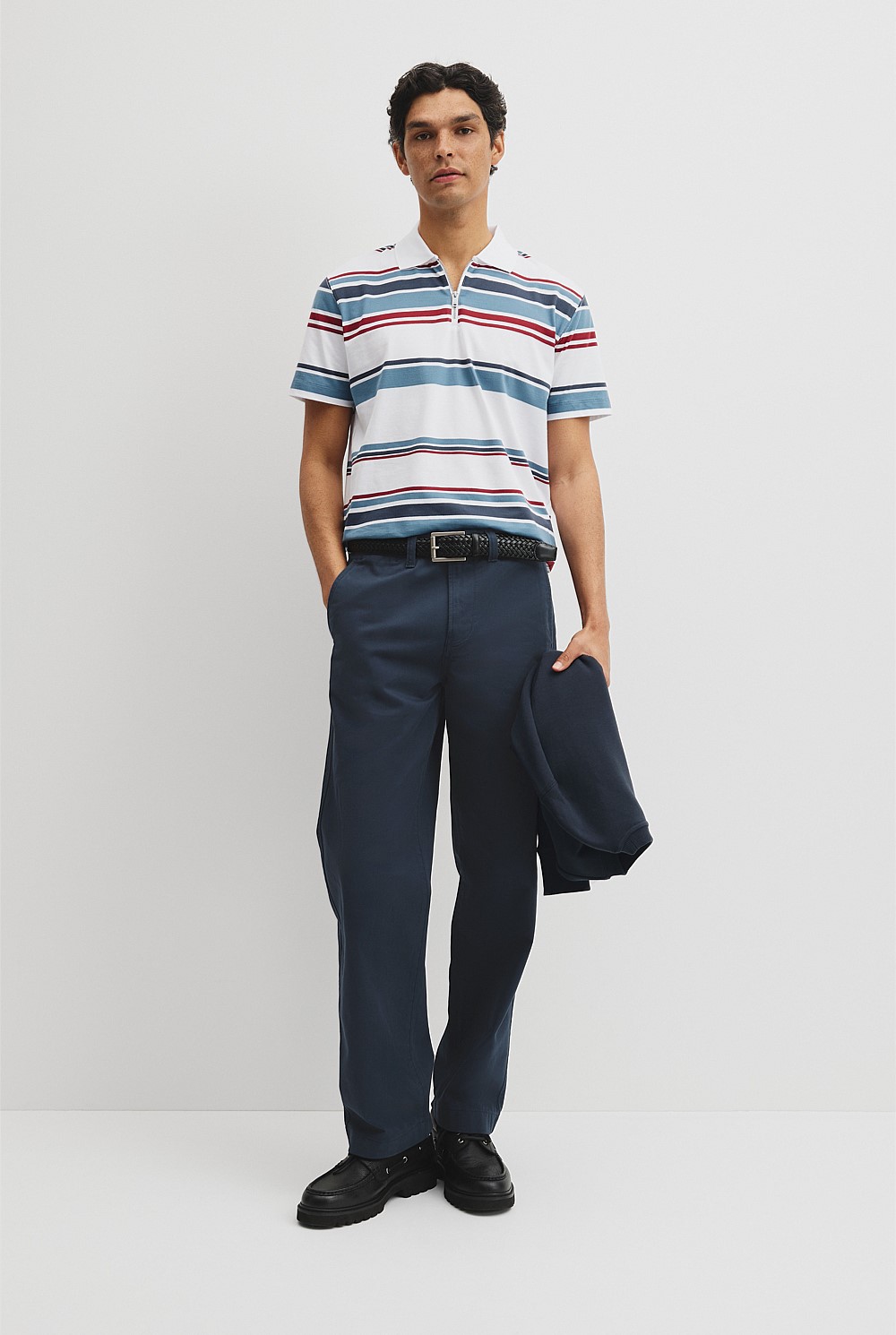 Multi Stripe Zip Polo