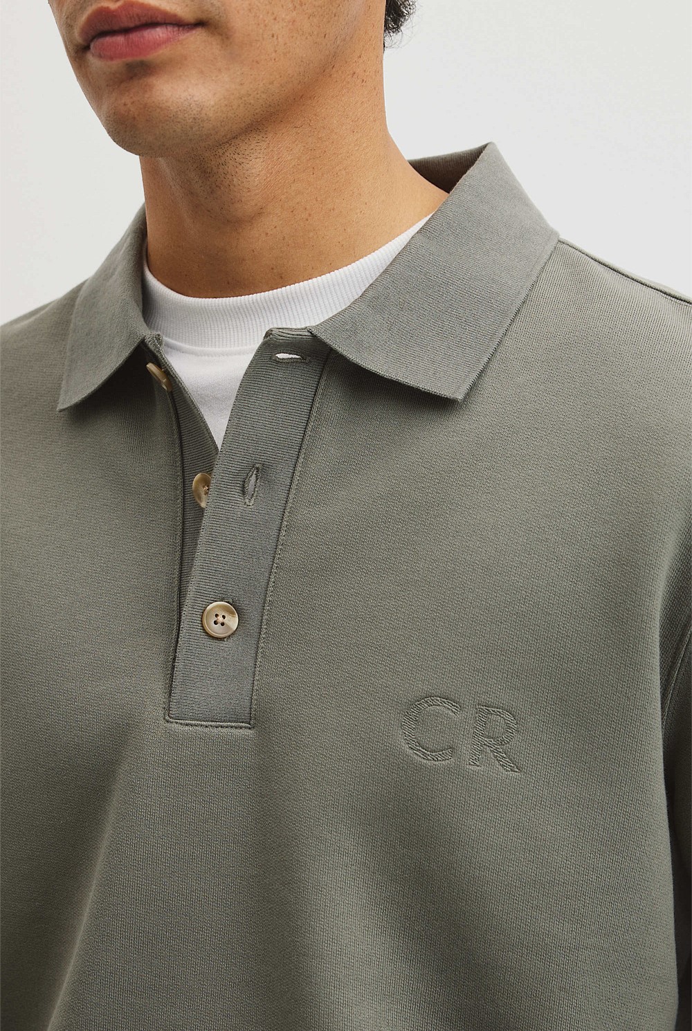 Long Sleeve Button Collar Sweat
