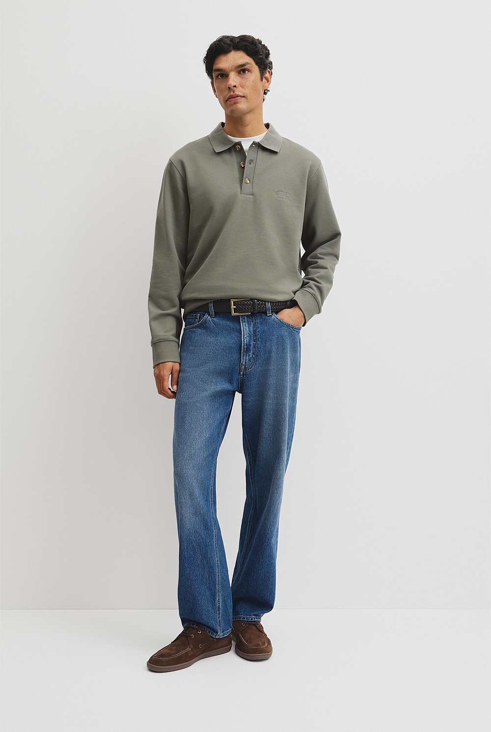 Long Sleeve Button Collar Sweat