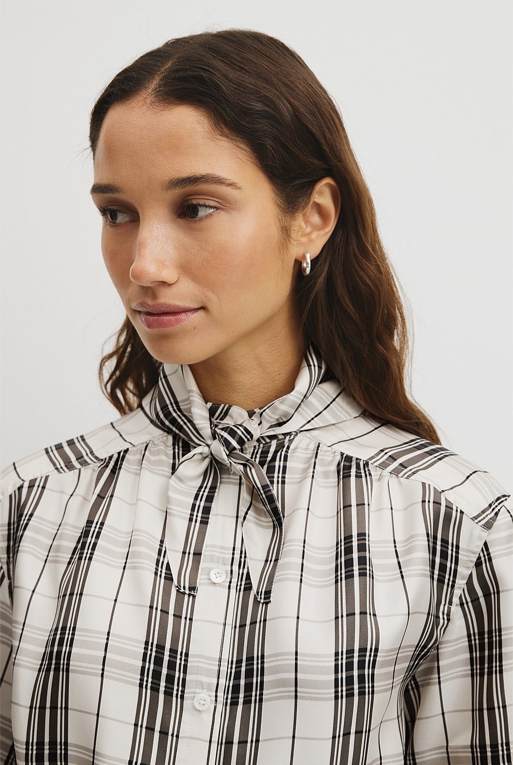 Check Silk Shirt Dress