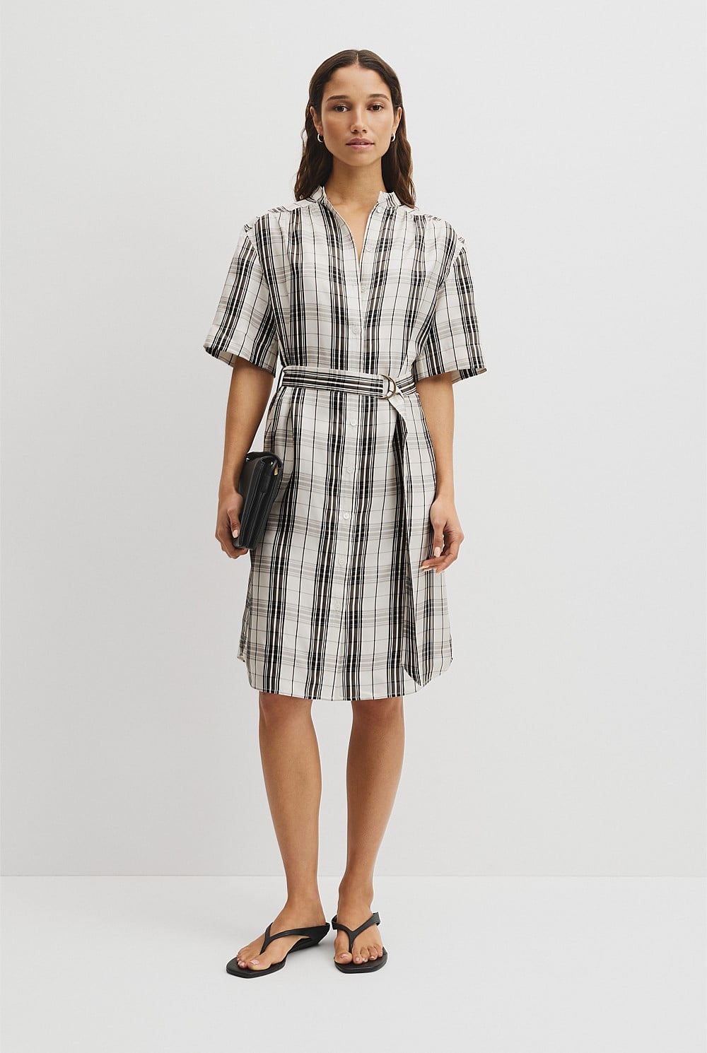 Check Silk Shirt Dress