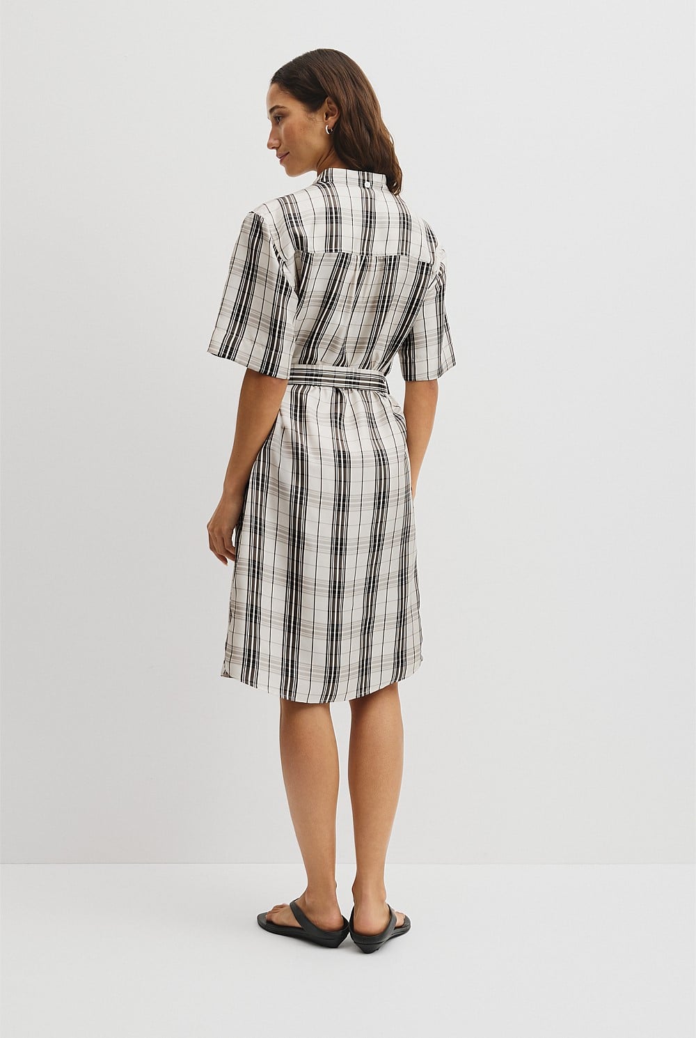 Check Silk Shirt Dress