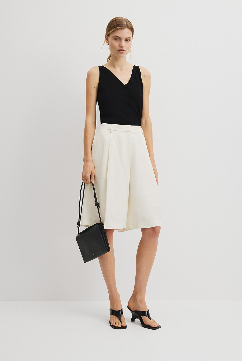 V-Neck Rib Detail Knit Tank